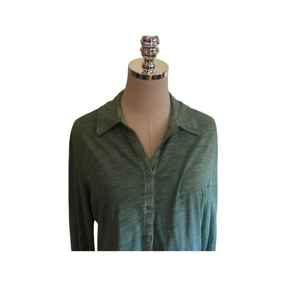Peruvian Connection Dress Women's Size Large Sage Green Button Up Cotton - Picture 3 of 7